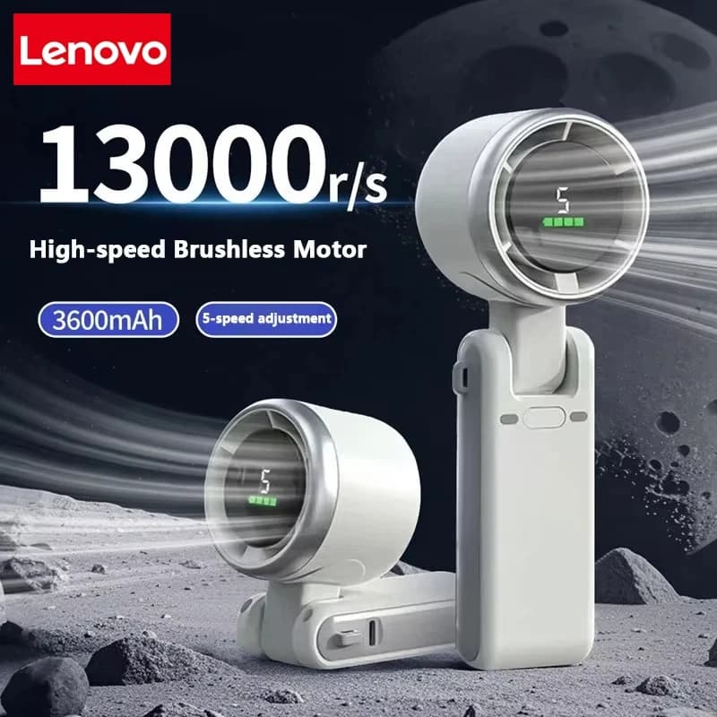 Lenovo 3-in-1 Fan 5-speed 3600mAh Rechargeable Lithium Battery USB Charging Travel Mini Fan For Travel Outdoor Activities