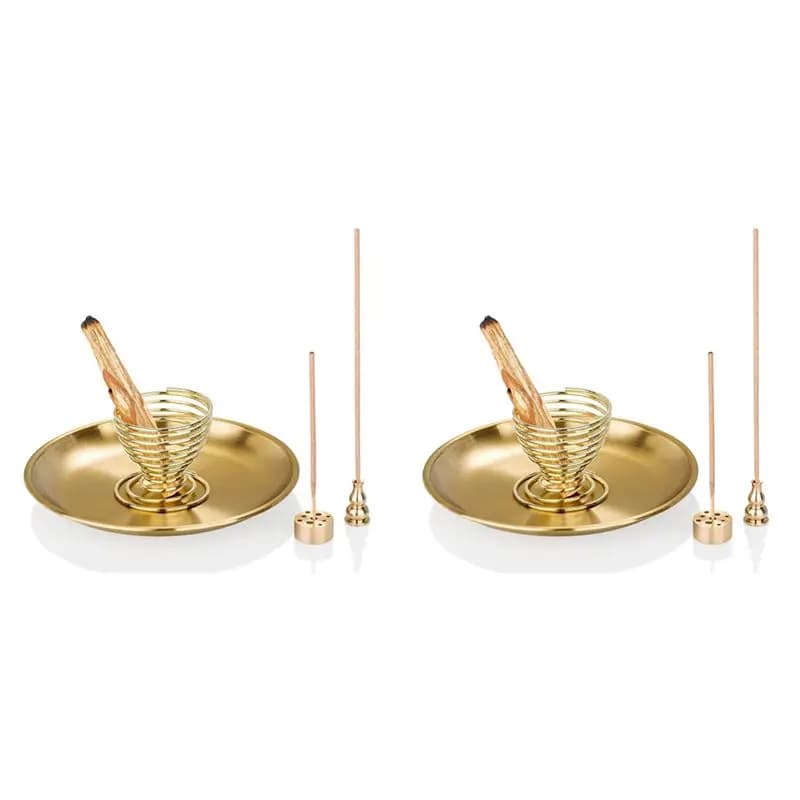 BAAJ-8Pcs Burner, Incense Holder For Incense Sticks/Coil Incense/Incense Cones, Brass Ash Catcher For Meditation Yoga Room
