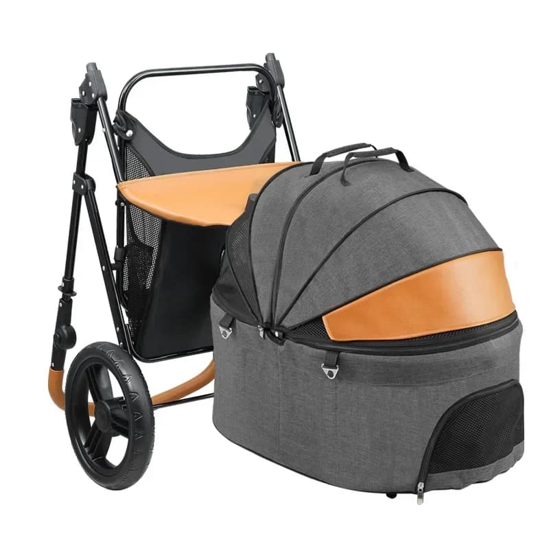 Un carrello per animali domestici portatile pieghevole staccabile medio grande cane gatto triciclo portatile esterno pieghevole carrello per gatti passeggino