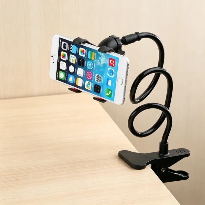 Supporto universale per telefono a braccio lungo da 2 pezzi, regolabile per letto e scrivania, compatibile con tutti i cellulari
