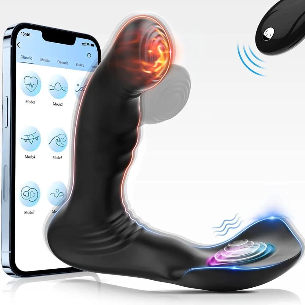 Massaggiatore Prostatico Riscaldante per Uomini Gay, Vibratore Anale Controllabile tramite APP, Dildo Oscillante, Stimolatore Vaginale per Donne, Plug Anale, Giocattolo Sessuale per Adulti