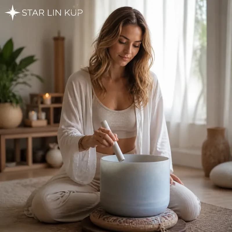 STAR LIN KUP 432Hz Frosted Crystal Singing Bowl High Quality Healing Meditation Chakra Sound Therapy Instrument with