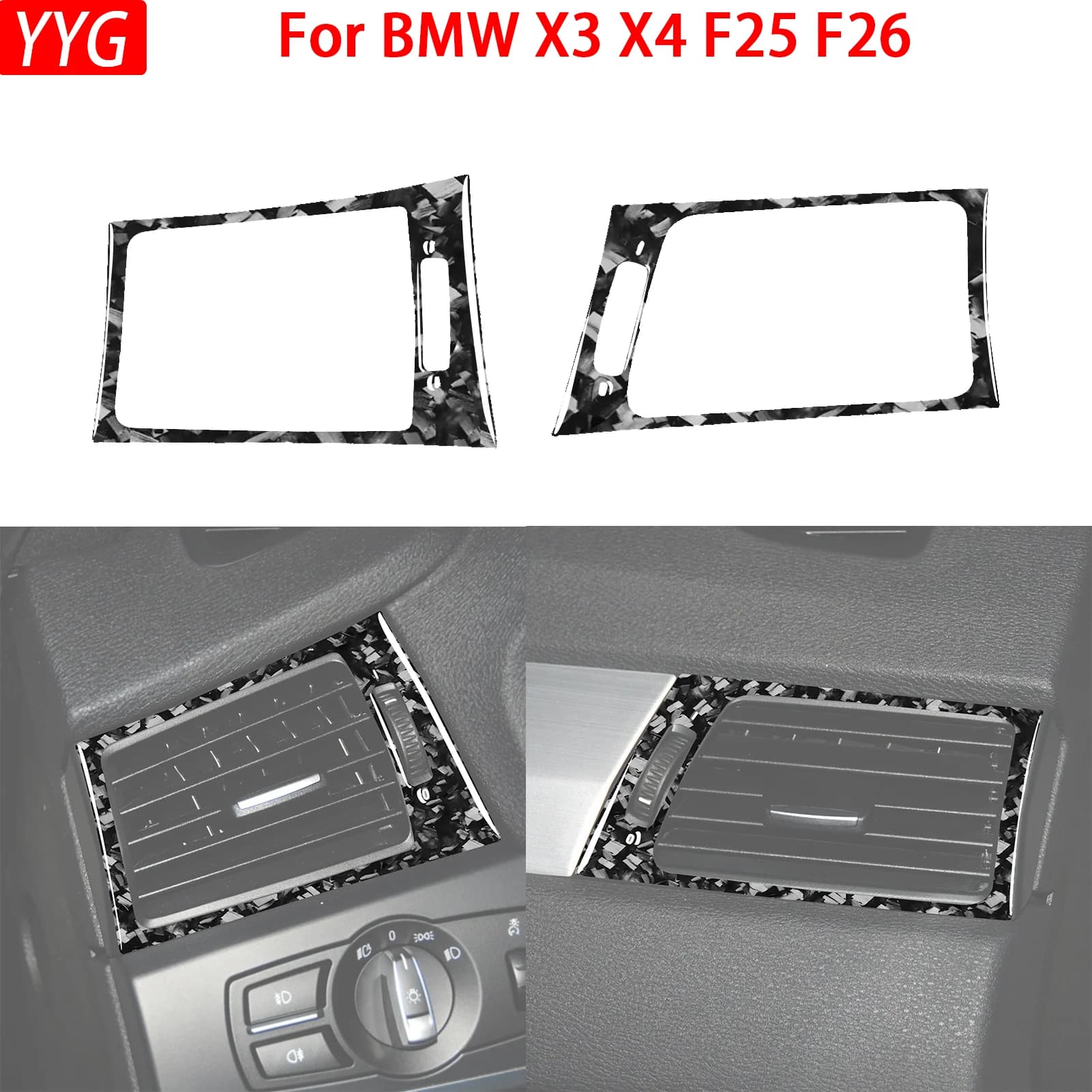 Per BMW X3 F25 2011-2017 X4 F26 2014-2017 Pannelli Laterali in Fibra di Carbonio Forgiata per Bocchette dell'Aria Condizionata, Adesivi Accessori Interni