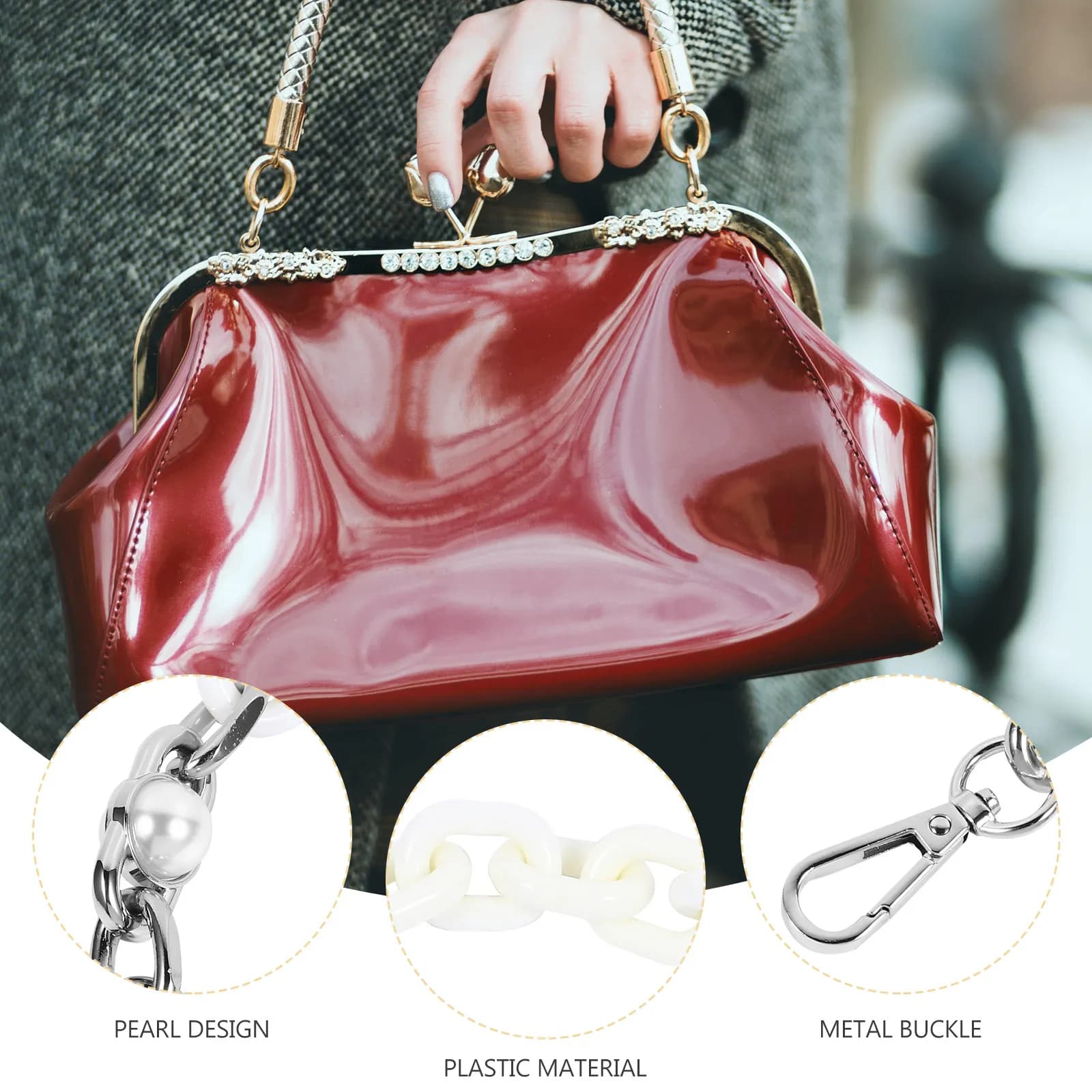 1Pcs Handbag Short Chain Exquisite Pearl Metal Buckle Versatile Bag Strap Practical Replacement Stylish Accessory