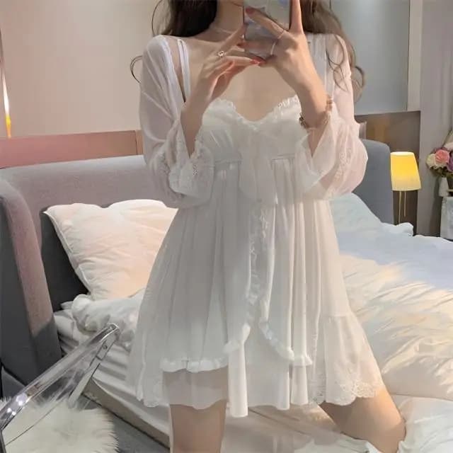 Women's pyjamas, sexy female nightwear, princess style, home sweet dresses, tight waist, net straps, night shirt, ins