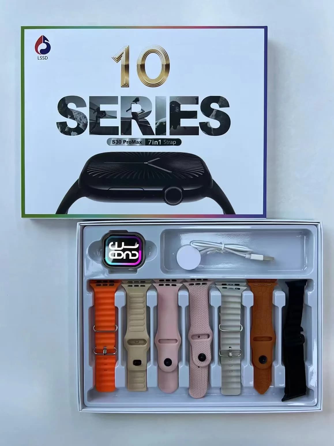 S30promax Smart Watch Serie 10 schermo infinito Versione 7 + 1 Cinturini Sport più nuovi SmartWatch Bluetooth Telefonata Braccialetti intelligenti