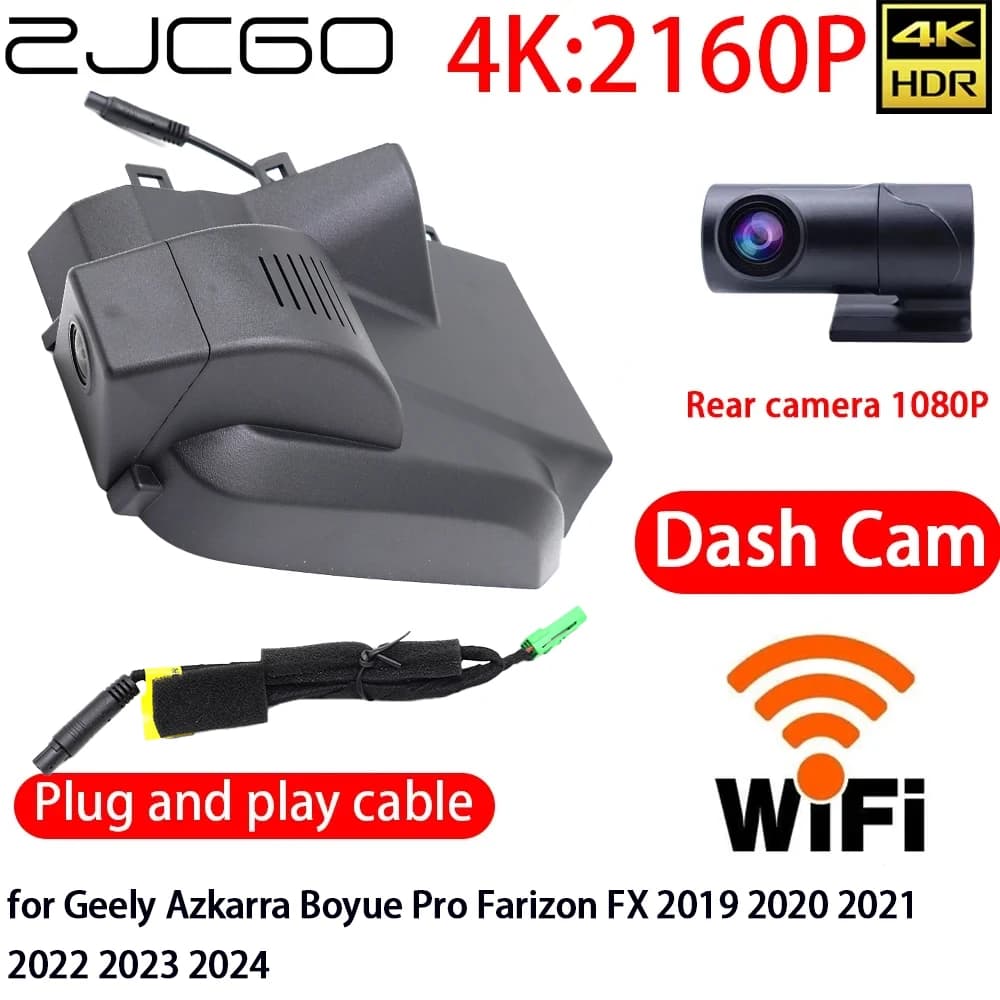 ZJCGO per Geely Azkarra Boyue Pro Farizon FX 2019-2024, Dash Cam DVR 4K con Wifi, Telecamera Anteriore e Posteriore, Monitoraggio 24h