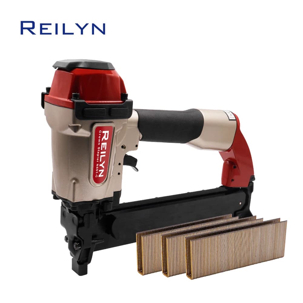 Reilyn Chiodatrice Pneumatica 16Ga a Corona Larga N851C, Graffatrice per Carpenteria, Pistola per Chiodi per Tappezzeria Resistente per Lavorazione del Legno, Utensile Pneumatico