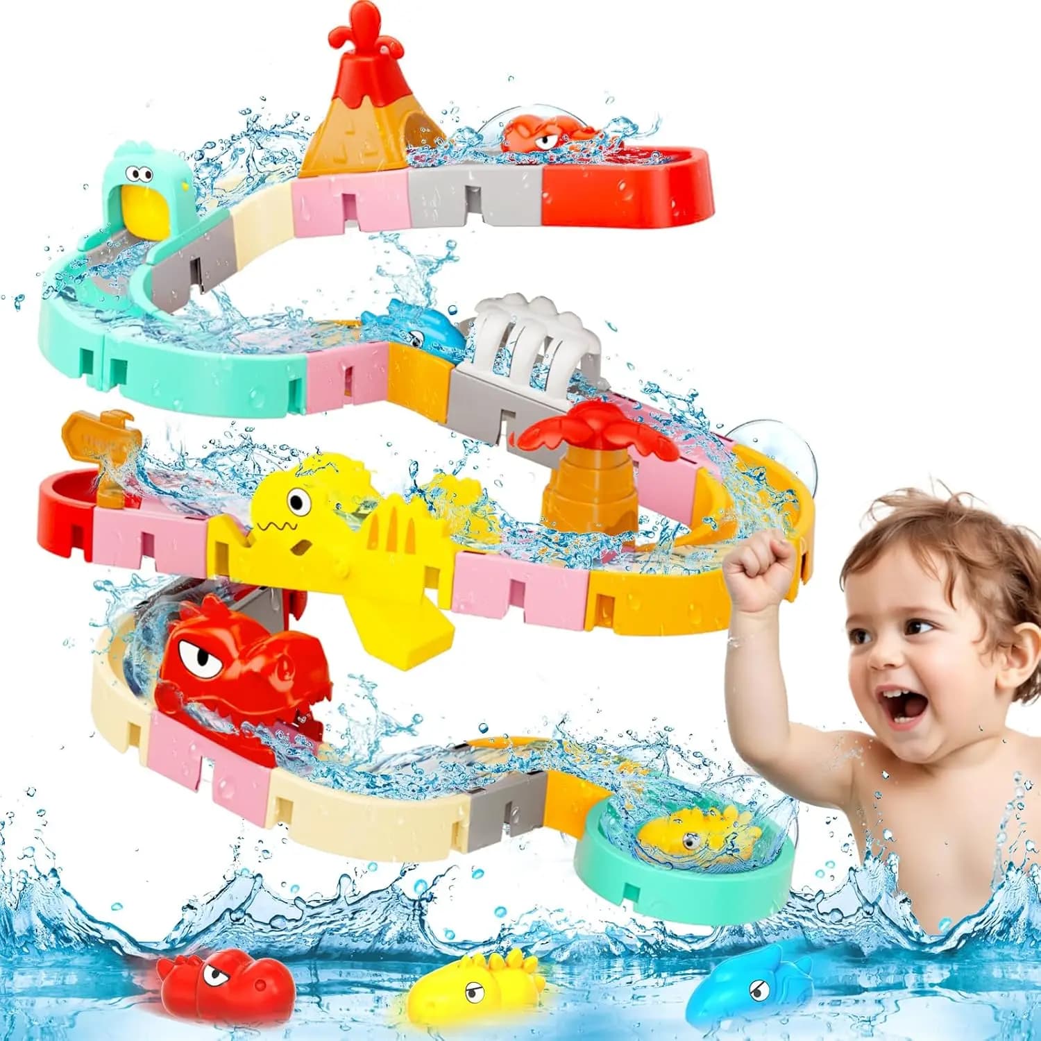 Giocattoli da bagno per bambini Costruzione fai-da-te Tracce per scivoli d'acqua Giocattoli da bagno per bambini Giochi d'acqua spray per bambini Piscina esterna Giocattoli per vasca da bagno per bambini