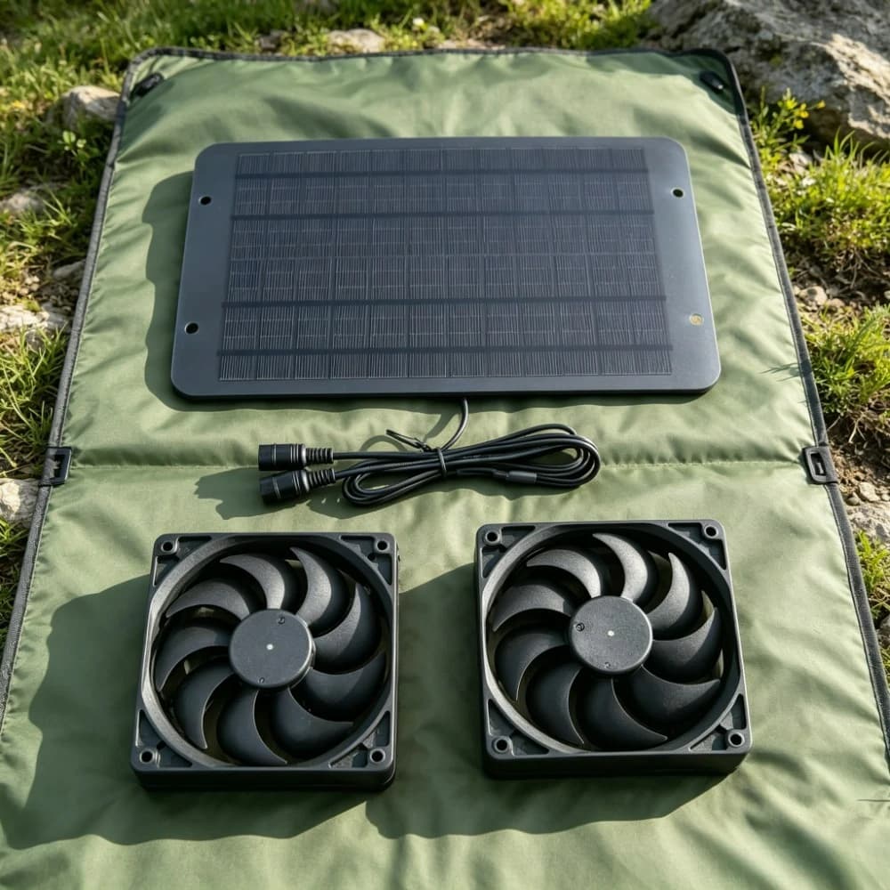 Convenient Installation Solar Powered Twin Fan Cool Vent System Waterproof Exhaust Gear Used For Chicken Coop Kennel Greenhouse