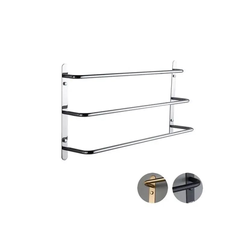 Portasciugamani a tre strati lucidato a mano in acciaio inossidabile 304 Accessorio da bagno multistrato montato a parete da 23,62 pollici KJWY003YIN-60CM