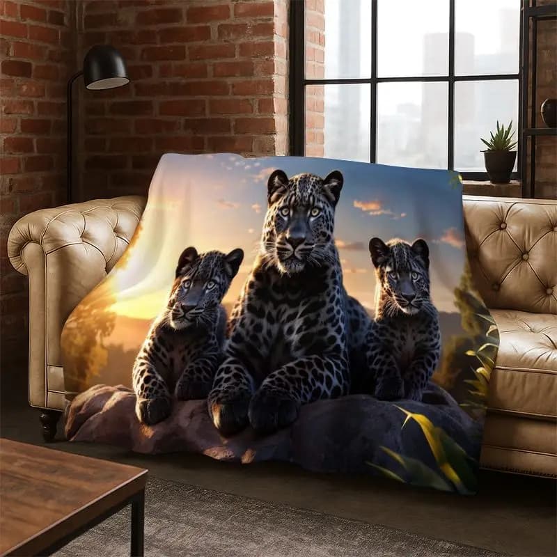 Leopard Cheetah Beast Animal Flannel Blanket Soft Warm Blanket Throw Blanket for Bedroom Living Room Bed Travel Camping Picnic