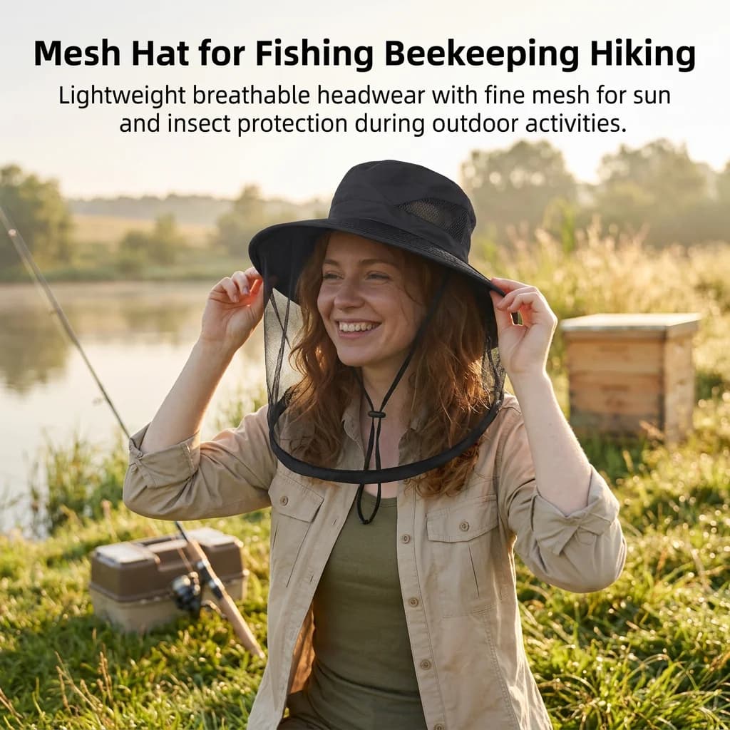 Head Net Hat Breathable for Beekeepers Fishing Gardening Nylon Mesh Bug Hood Sun Protection Face Veil Durable