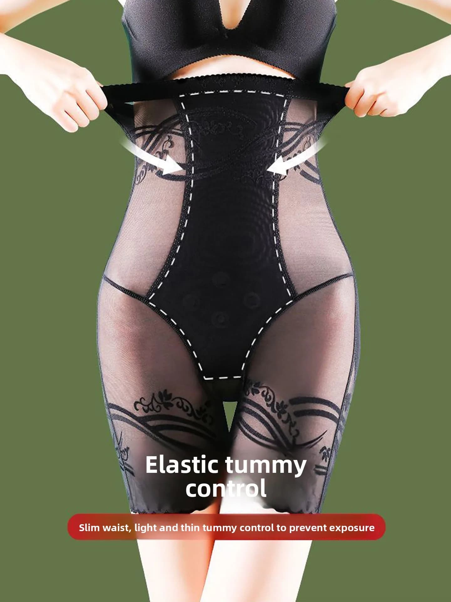 Ultra-Thin High-Waist Postpartum Tummy Control Briefs Women's Shapewear Underwear Butt Lifting Abdomen Slimming Hip Shaping