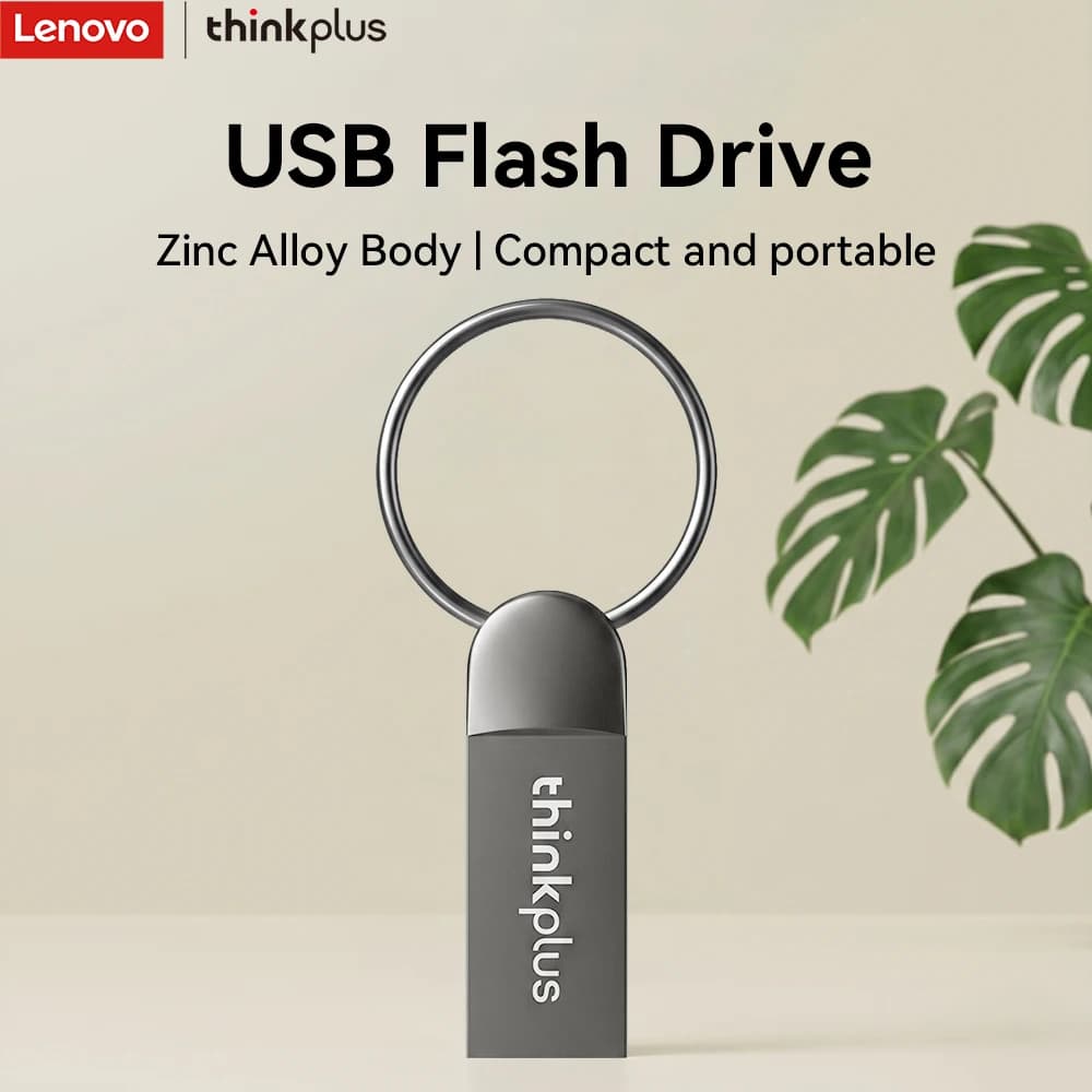 Lenovo USB 2.0 Flash Drive Zinc Alloy Keyring Portable Pendrive Large Capacity Plug And Play For PC TV Car Audio