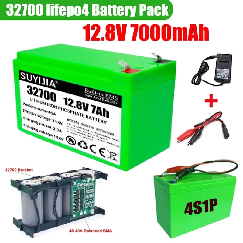 Nuova batteria Lifepo4 4S1P 12,8 V 7000 mAh 32700 per barche elettriche e alimentatori ininterrotta con BMS bilanciato 4S 40A