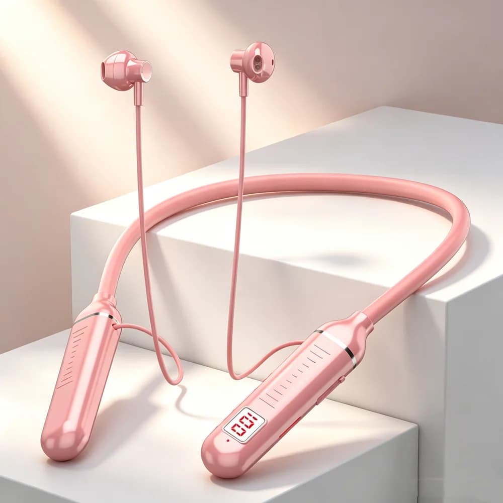 New Wireless Earphones Bluetooth 5.3 Neckband Headphones Gaming LED Display HIFI Headset Sports TWS Earbuds With Mic TF Card
