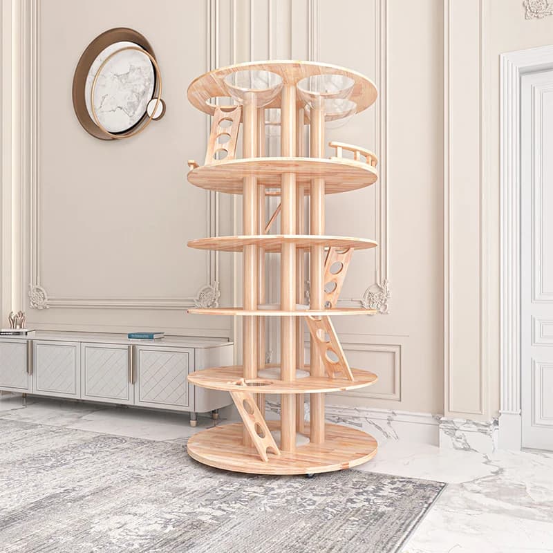 ODM OEM Gatto Fiore Albero per gatti Struttura da arrampicata Tronco in legno massello di grandi dimensioni Albero per animali Casa giocattolo Nido per gatti Piattaforma per saltare integrata
