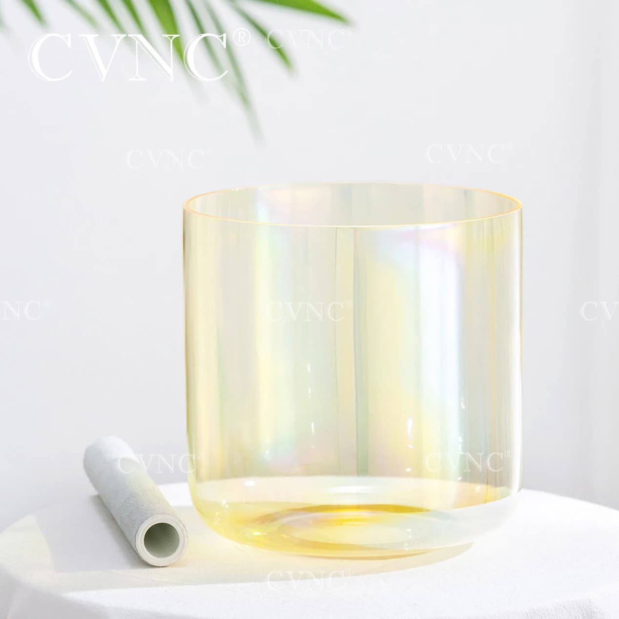 CVNC 7 Inch Alchemy Clear Quartz Crystal Singing Bowl CITRINE with Cosmic Light for Sound Healing with Mallet