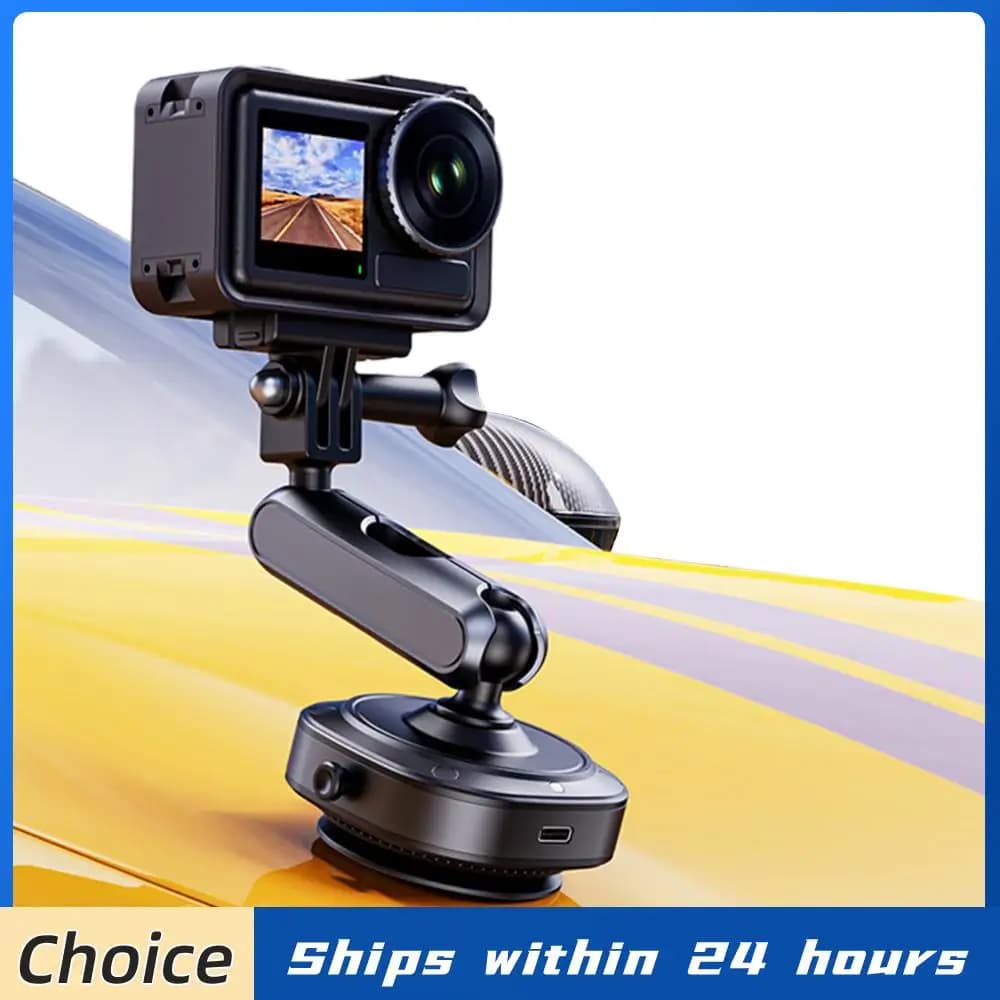 Support for Action Camera with Adjustable Corner, Electric Suction, GPS Bracket for DJI OSMO Action and GoPro Sports Camera Accessories