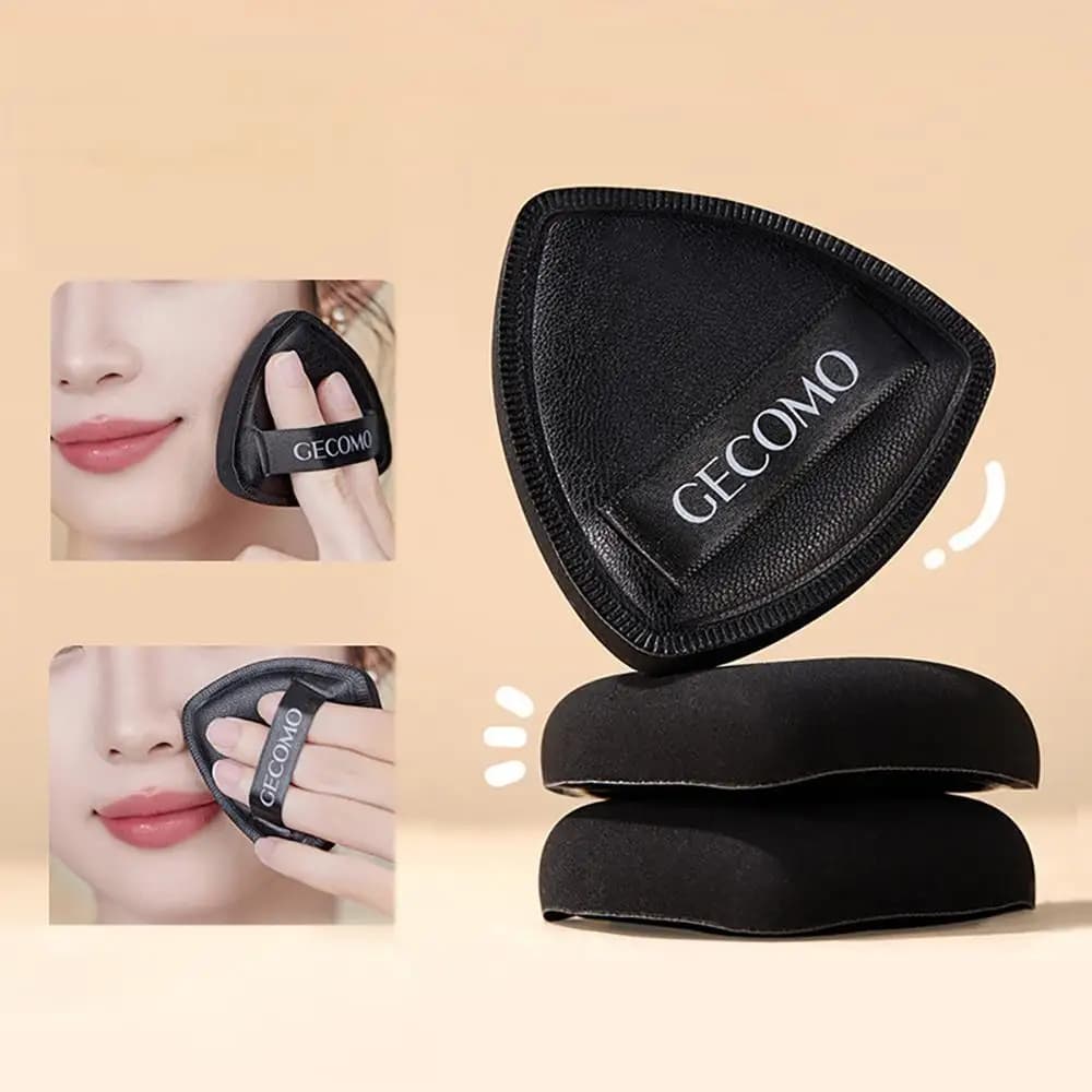 GECOMO Soft triangular black cypria pillow for makeup concealer double wet and dry