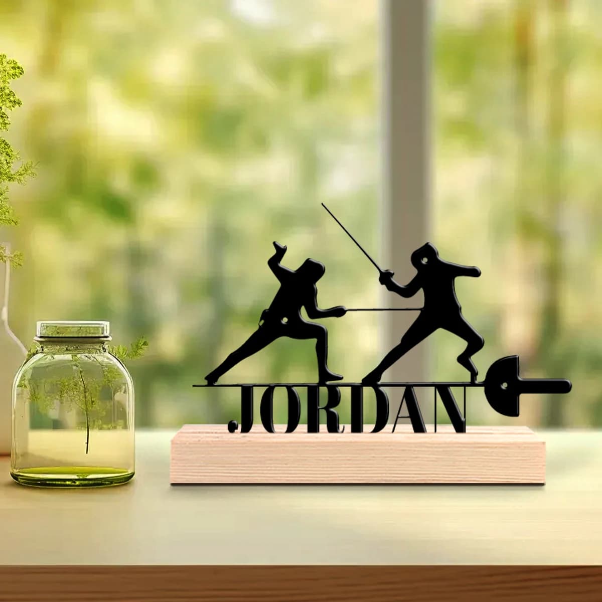 1pc Desktop Metal Ornaments Custom Content Equipped with Wooden Base Home and Office Decorations,Christmas Gifts