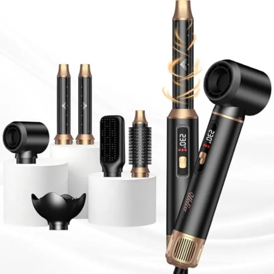 Spazzola Asciugacapelli e Styler 6-in-1, Spazzola Professionale con Schermo LCD, Multi-Styler per Volume e Lucentezza, 122 ° F-23