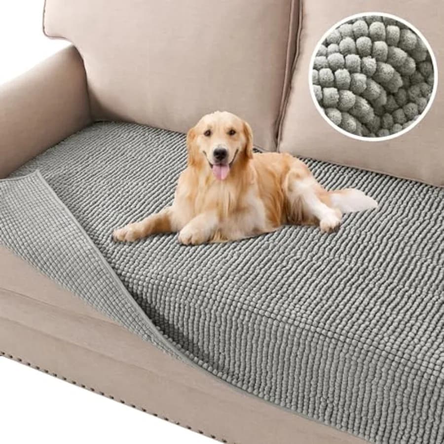 Copridivano in ciniglia felpata per cani, copridivano spesso e morbido per divano a 3 cuscini, copridivano antiscivolo, protezione per mobili per cani e animali domestici