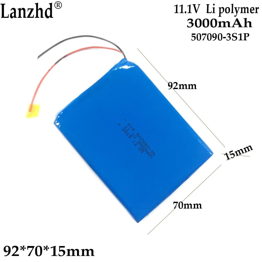 Batteria Li 11.1V Per serratura visiva con altoparlante a induzione per massaggiatore intelligente con illuminazione intelligente 507090 Pacco batteria al litio da 3000 mAh 3S1P