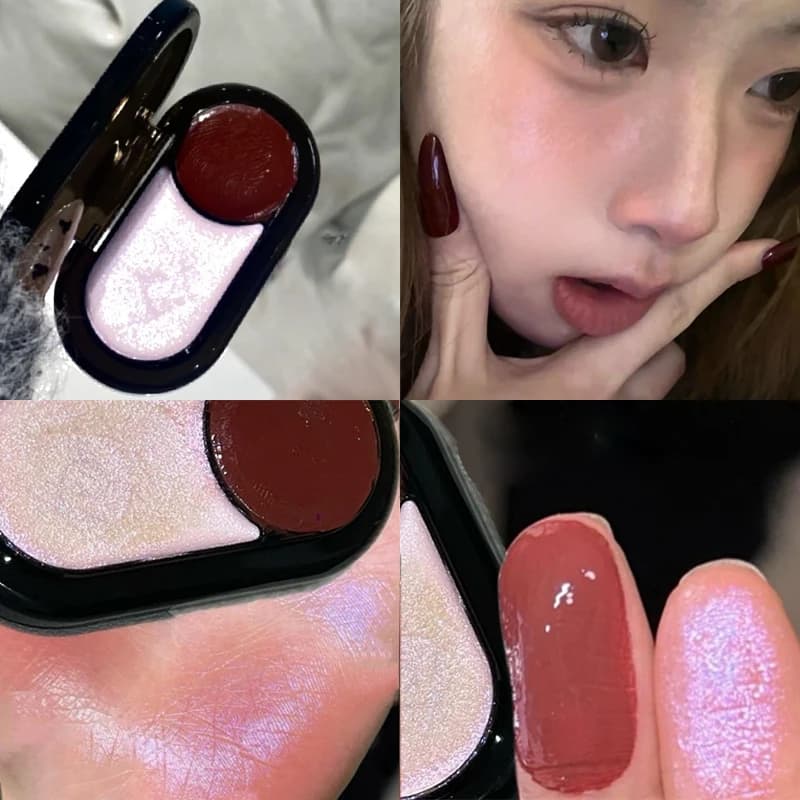 Multi-Use Two-color Blusher Pearlescent Matte Highlight Contour Makeup Natural Nude Blush Lipstick Eye Shadow Brightening Cream