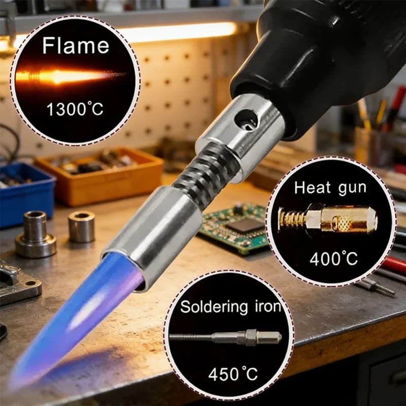 Kit Saldatore a Torcia Butano Multifunzione Senza Fili, Raggiunge 1300 Gradi ° Pistola termica o torcia a fiamma C per vari progetti di saldatura