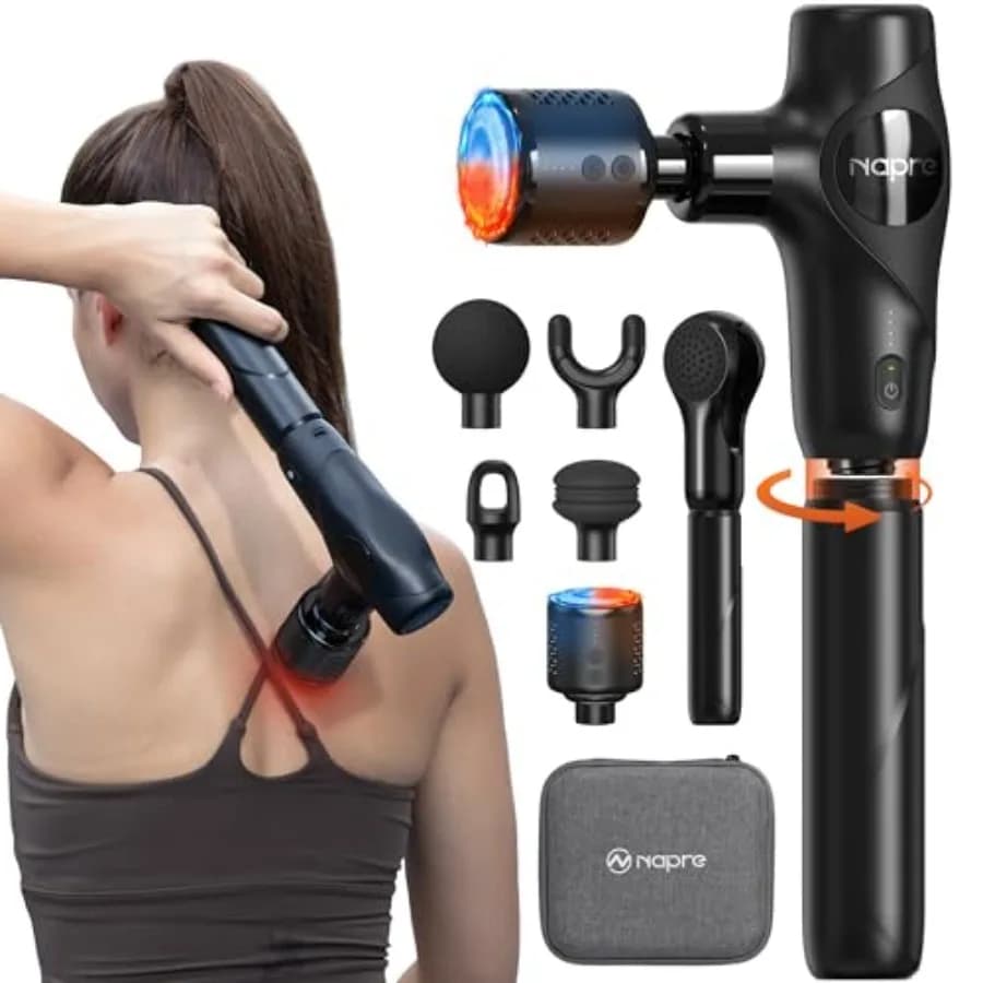 Mini Pistola per Massaggio 3-in-1 con Funzione Caldo/Freddo, Massaggio Profondo dei Tessuti con Impugnatura Staccabile per Alleviare il Dolore a Collo/Corpo, Portatile