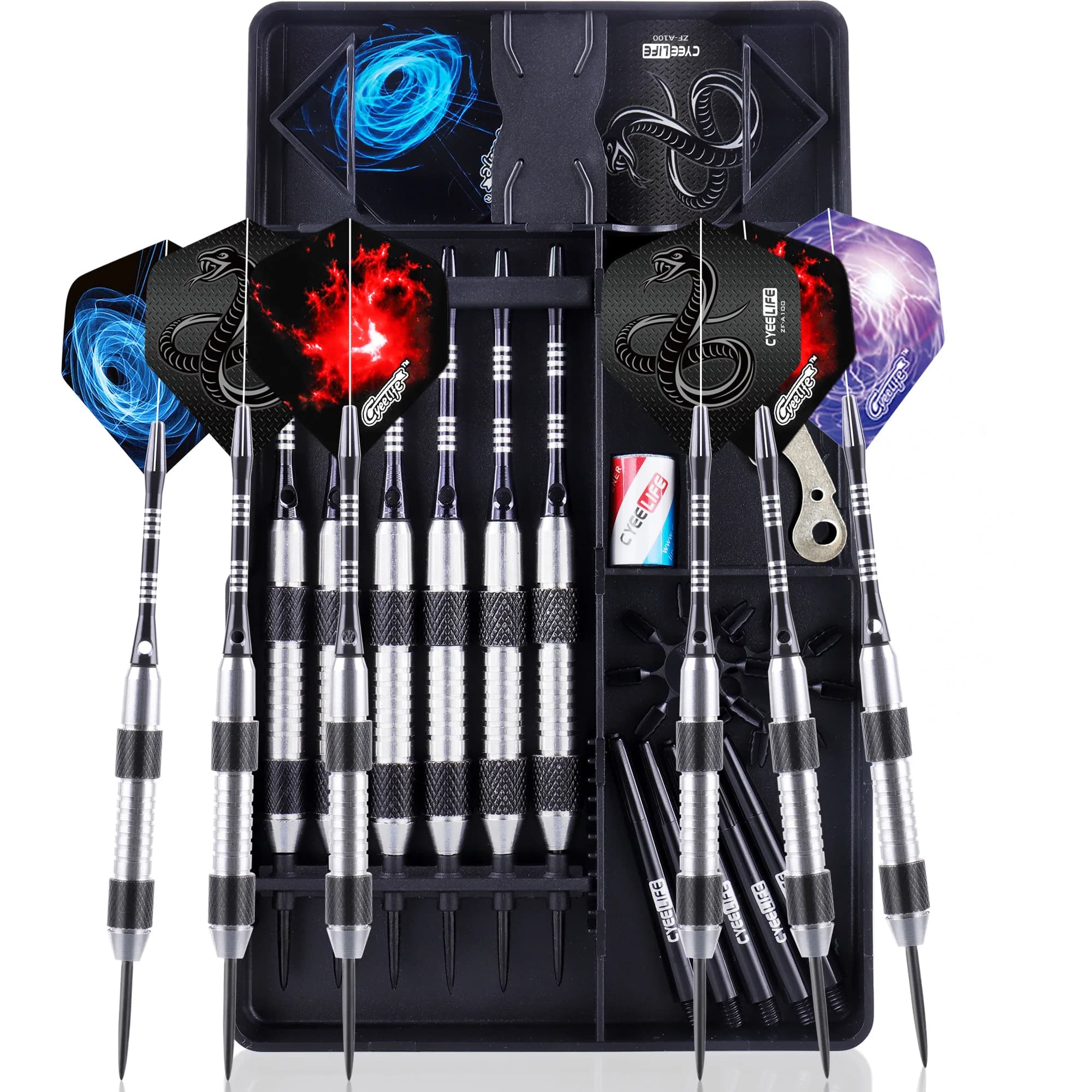 Syeelife 24g 6PC Set di freccette professionali punta in acciaio freccette voli Anti-caduta dardo duro in acciaio inossidabile dardo volante per bersaglio