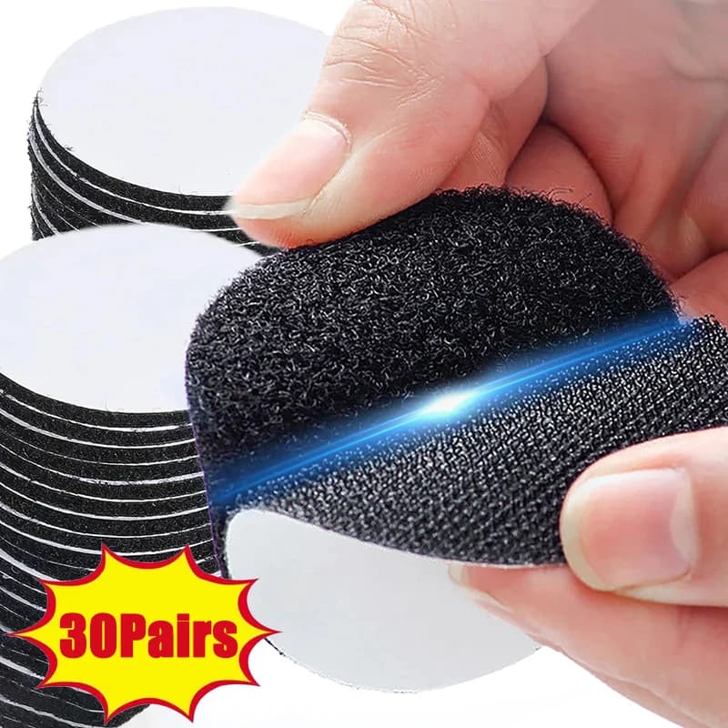 5-30 paia Forte chiusura autoadesiva Gancio in nylon Punti adesivi Nastro rotondo Lenzuolo Divano Zerbino Tappeto Antiscivolo Patch fissa 60mm