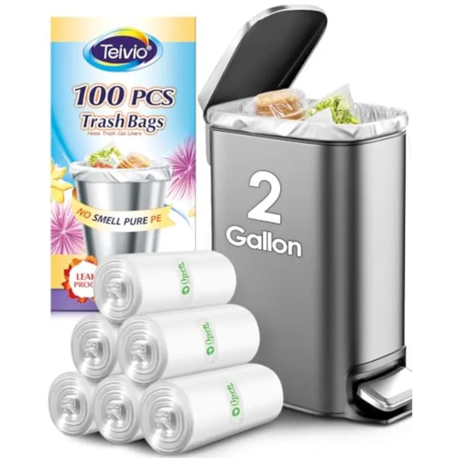 2 Gallon 00 s Strong Trash Bags Garbage Bags by, Small Waste Basket Liners, Bathroom Trash Can Bin Liners, Plastic Bags for hom