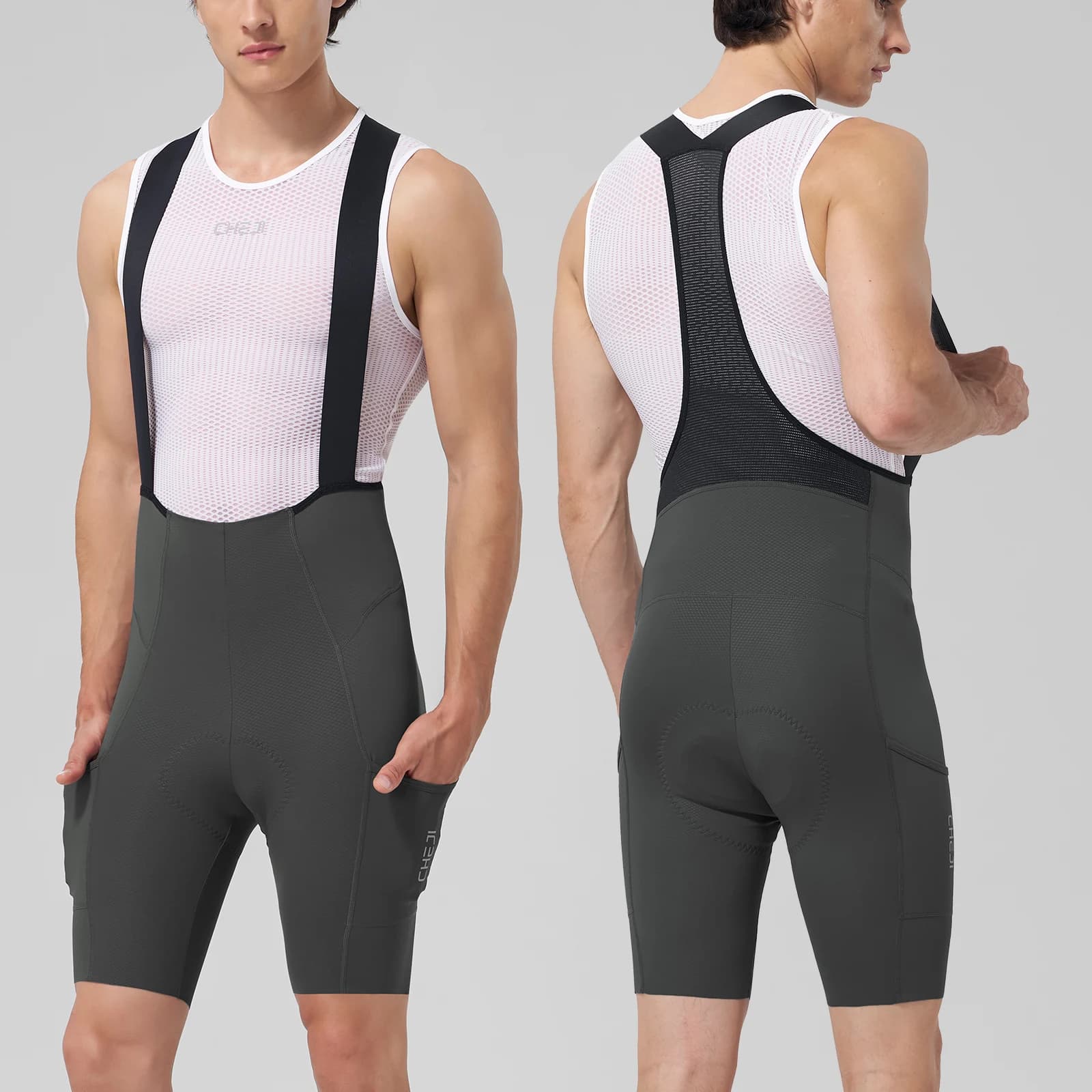 Cheji Men's Cycling Bib Shorts Comfortable Bike Riding Sports Fitness Compression Cycling Shorts