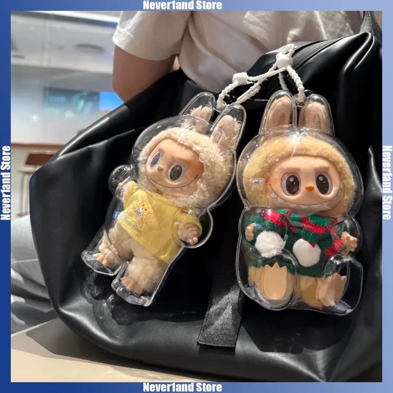 Labubu Transparent Protective Case for toys Doll Case Labububu I II Mini Portable Storage Box