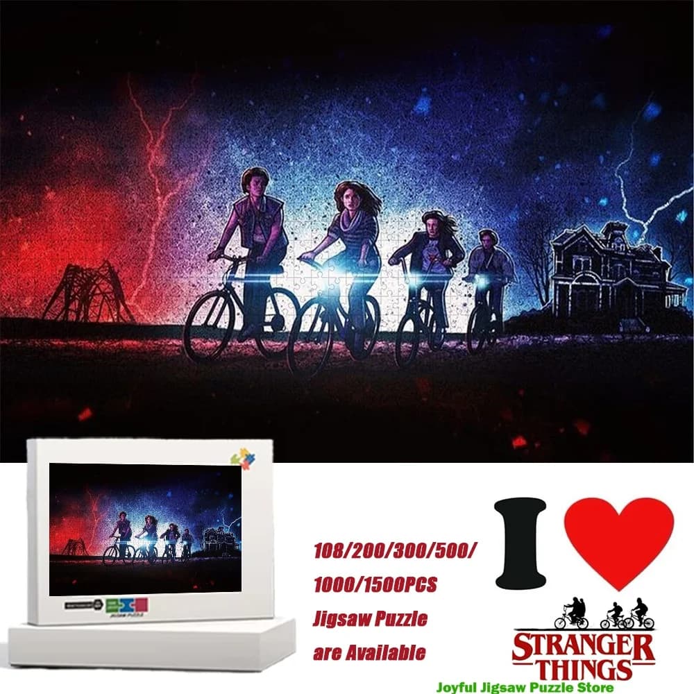 Puzzle di Stranger Things 108/200/300/500/1000/1500 Pezzi, Collezione Retrò Horror Pop Culture per Appassionati di Puzzle della Serie