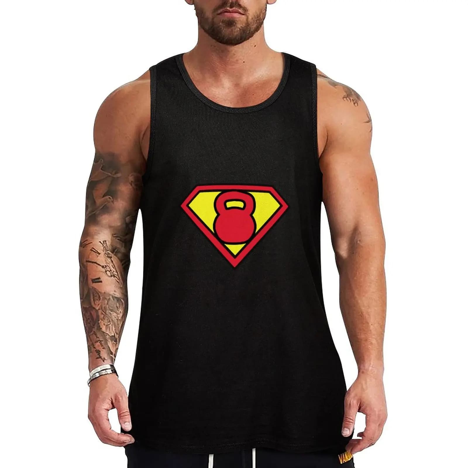 Super Kettlebell Tank Top Basic, maglietta casual senza maniche, top leggero e solido