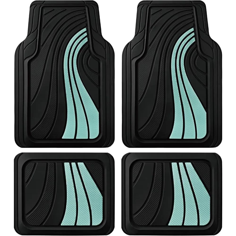 Set Completo Tappetini Auto Per Tutte Le Stagioni Anteriori Posteriori Antiscivolo Con Finitura In Alluminio Universali Per Berlina SUV Furgone