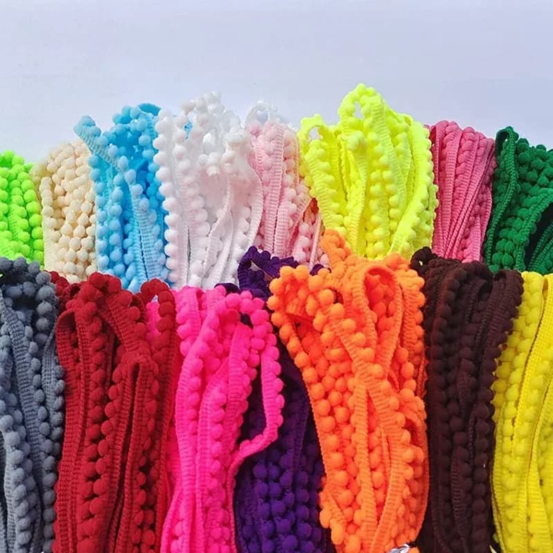 5/10 Metri di Lana palla di pizzo Frangia Trim Pizzo 5mm Pompon bianco Trim Palla Frangia Nastro FAI DA TE Tenda di Stoffa Accessorio Per Cucire