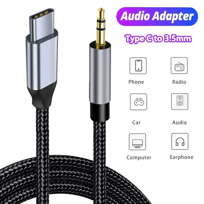 Cavo audio AUX USB C a jack da 3,5 mm Cavo AUX Altoparlante per auto Adattatore per cuffie per Samsung Xiaomi Huawei Convertitore universale di tipo C