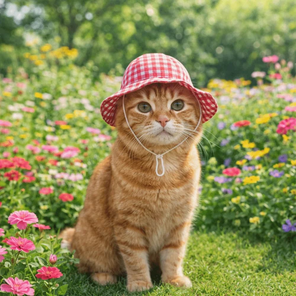 Adjustable Cat Sunscreen Hat Breathable UV Protection Pet Sun Hat Plaid Pattern Comfortable Dog Visor Hats Daily Photography