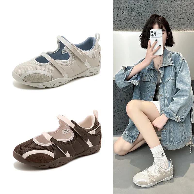 Nuove Scarpe Mary Jane con Velcro Stile Balletto, Sneaker Casual Versatili da Donna con Abbinamento di Colori, Tendenza Studentesca