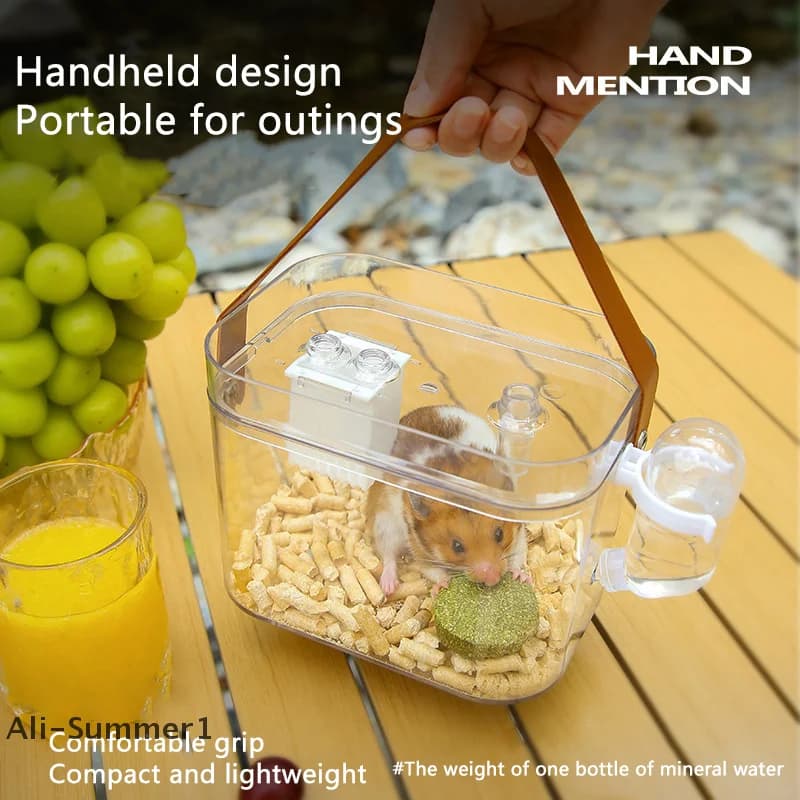 【E】HHamster Gabbia da trasporto per esterni Gabbia per criceti portatile Gabbia per uccelli per criceti grande trasparente Forniture per animali domestici Accessori per uccelli da esterno