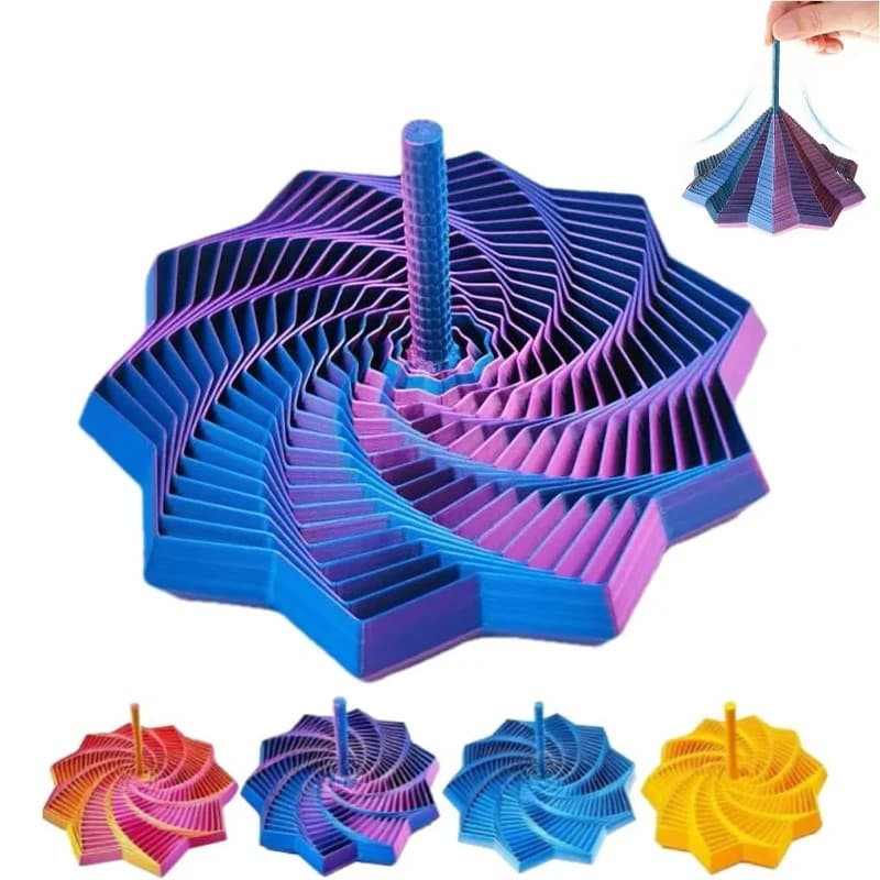 Modello Stella Sensoriale 3D Stampata in 3D con Illusione Ottica, Ornamenti a Spirale Esagonale, Gioco da Tavolo Antistress
