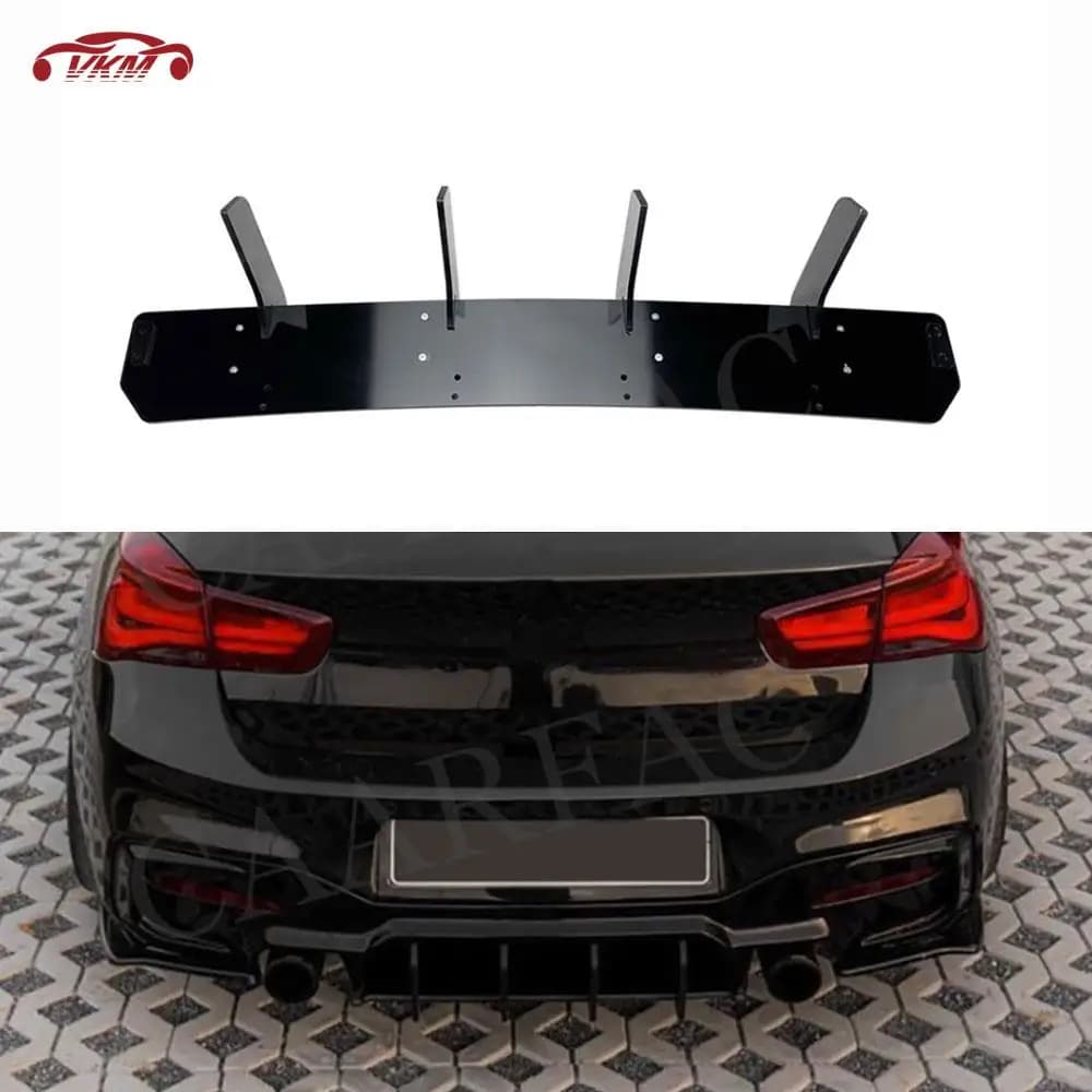 Spoiler for rear bumper, Kit Carrozzeria for BMW Series 1 F20 M Sport 2015-2018, Decorative Strip Diffuser ABS Black Polished
