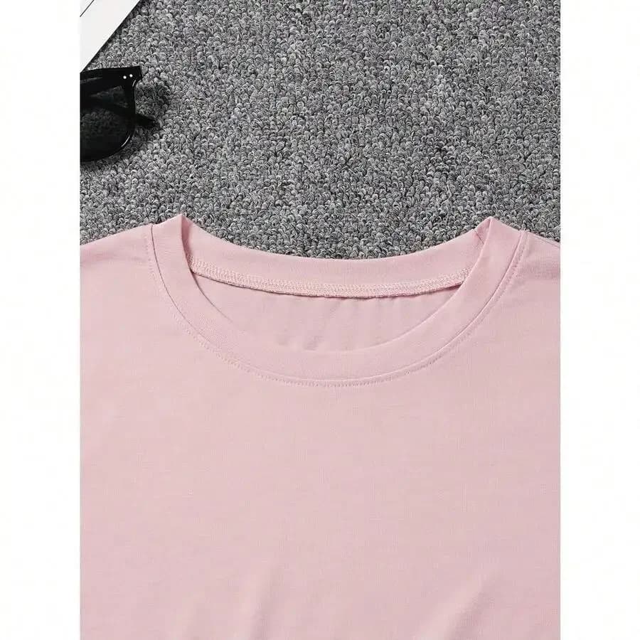 Casual Crew Neck Short Sleeve T-Shirt For Women, Solid Color Lightweight Top For Spring Summer