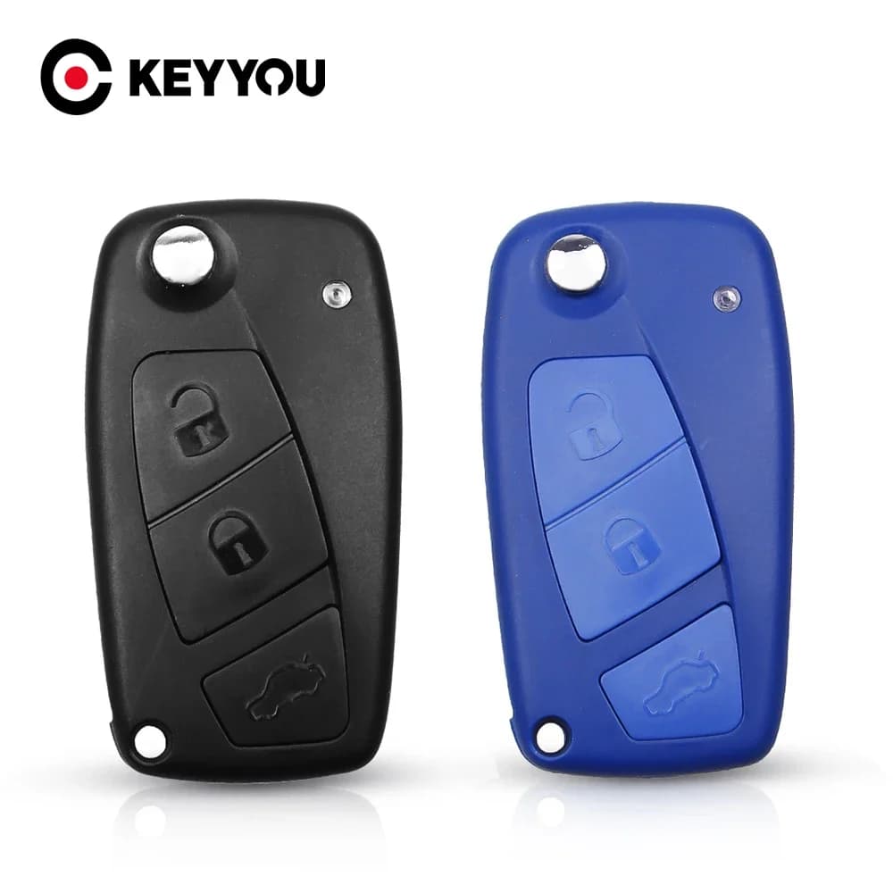 KEYYOU 2/3 pulsanti guscio chiave auto per Fiat 500 Punto Stilo Ducato Panda Doblo Bravo pieghevole telecomando portachiavi lama non tagliata