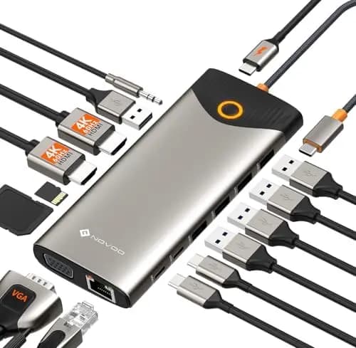 Docking Station USB Portatile 15-in-1 con Monitor e Ricarica Titolo SEO: Docking Station USB 15-in-1 con Monitor e Alimentazione per